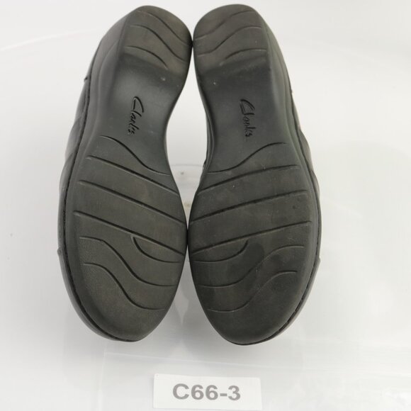 Clark Womens Channing Essa Bootie Size 7.5 Black Leather Loafer Wedge Heel Clogs - Picture 8 of 12